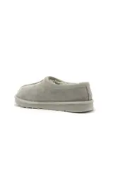 Wsuwane ocieplane półbuty z popielatej skóry zamszowej