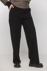 Casualowe czarne spodnie z dzianiny o prostej nogawce