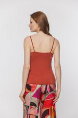 Ceglany top z dzianiny wiskozowej