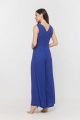 Chabrowy zwiewny kombinezon z szerokimi nogawkami