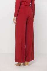 Ciemnoczerwone dzianinowe spodnie z wygodnymi kieszeniami