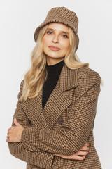 Ciepły damski kapelusz bucket  w brązową pepitkę