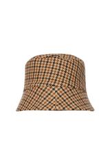 Ciepły damski kapelusz bucket  w brązową pepitkę