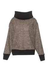 Ciepły luźny golf z wełną i dzianinowym wykończeniem