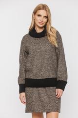 Ciepły luźny golf z wełną i dzianinowym wykończeniem