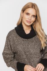 Ciepły luźny golf z wełną i dzianinowym wykończeniem