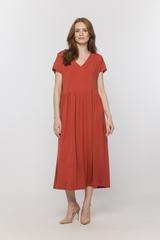 Codzienna dzianinowa sukienka z dekoltem w serek