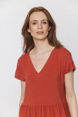 Codzienna dzianinowa sukienka z dekoltem w serek