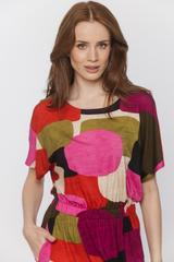 Codzienna kolorowa sukienka z elastyczną talią