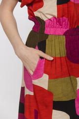 Codzienna kolorowa sukienka z elastyczną talią