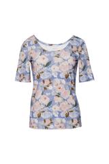 Codzienna pastelowa bluzka z kwiatowej dzianiny