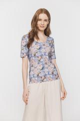 Codzienna pastelowa bluzka z kwiatowej dzianiny