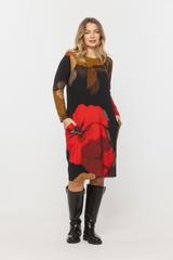 Codzienna trapezowa sukienka z dzianiny przed kolano