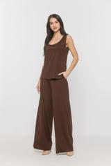 Codzienne wygodne spodnie z brązowej dzianiny