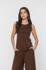 Codzienny wygodny top z brązowej dzianiny