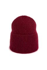 Bordowa miękka czapka z angory