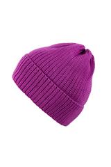 Purple merino wool fold-over hat