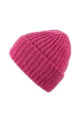 Różowa ciepła czapka z wełny i jedwabiu