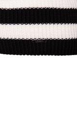 Wełniana czapka w biało-czarne paski