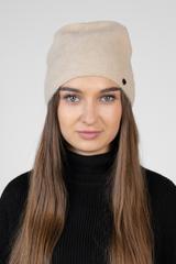 A soft beige hat with a blend of wool and cashmere