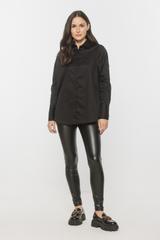 Czarna bawełniana koszula z reglanowym rękawem