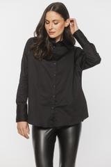 Czarna bawełniana koszula z reglanowym rękawem