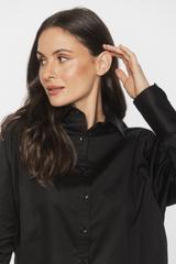 Czarna bawełniana koszula z reglanowym rękawem