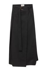 Czarna bawełniana spódnica midi zapinana kopertowo