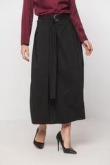 Czarna bawełniana spódnica midi zapinana kopertowo