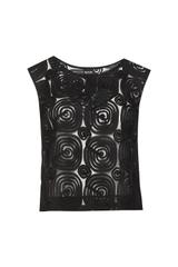 Czarna bluzka z siatki z efektowym naszyciem