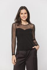 Czarna bluzka z transparentnej siateczki i dzianiny