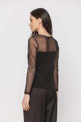 Czarna bluzka z transparentnej siateczki i dzianiny