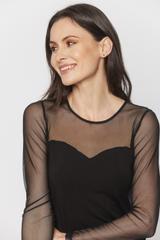 Czarna bluzka z transparentnej siateczki i dzianiny