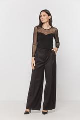 Czarna bluzka z transparentnej siateczki i dzianiny