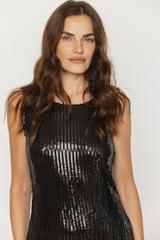 Czarna błyszcząca sukienka glamour z cekinowym wykończeniem