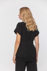 Czarna designerska bluzka z kieszeniami o kroju kamizelki