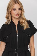 Czarna designerska bluzka z kieszeniami o kroju kamizelki