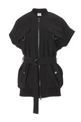 Czarna designerska bluzka z kieszeniami o kroju kamizelki