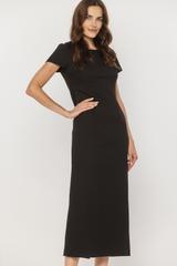 Czarna długa sukienka z zaszewkami i podszewką