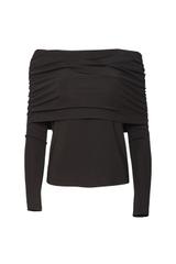 Czarna dzianinowa bluzka odsłaniająca ramiona