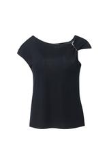 Czarna dzianinowa bluzka z ciekawym detalem