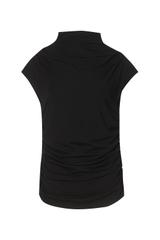 Czarna dzianinowa bluzka z drapowaniem i stójką