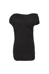 Czarna dzianinowa bluzka z marszczeniem i dekoltem woda