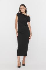 Czarna dzianinowa spódnica ołówkowa z ozdobnym zamkiem