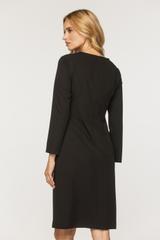 Czarna elegancka sukienka z podszewką i rękawem 3/4