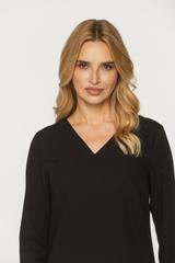Czarna elegancka sukienka z podszewką i rękawem 3/4