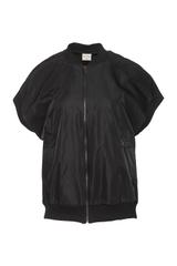 Czarna kamizelka z tkaniny o kroju bomberki