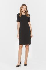 Czarna klasyczna sukienka z małym okrągłym dekoltem