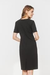 Czarna klasyczna sukienka z małym okrągłym dekoltem