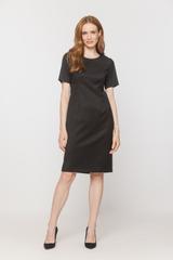 A timeless black dress with short sleeves
